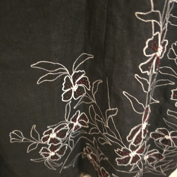 Nikki Valentine Womens Dress Black Sz 8 Irish Linen Embroidered Beaded  Boho Art - Picture 15 of 15